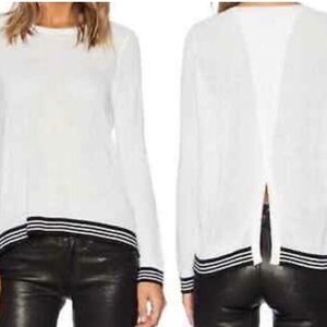 Rag & Bone Nikki Split-Back Pullover Layering Open‎ Knit Mesh Sweater White XS